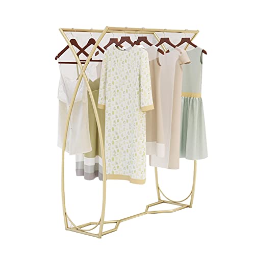 Présentoir vêtements boutique tringles robustes double rangée dorée