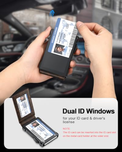 Image of Wallet for Men RFID Wallet with 2 ID Windows & Money Clip, Slim Card Holder