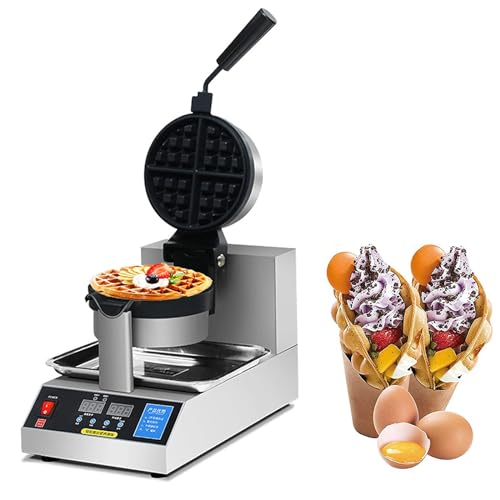 ZOLPINL Horno para gofres Redondo de Acero Inoxidable de 1200 W, con Pantalla de Datos y Calor distribuido uniformemente, Ideal para restaurantes, panaderías y Bares.