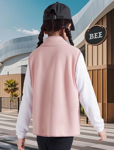 Image of Happy Cherry 2025 Kids Winter Fleece Vest Boys Girls Fleece Stand Collar Fuzzy Fall Winter Warm Outerwear with Pockets