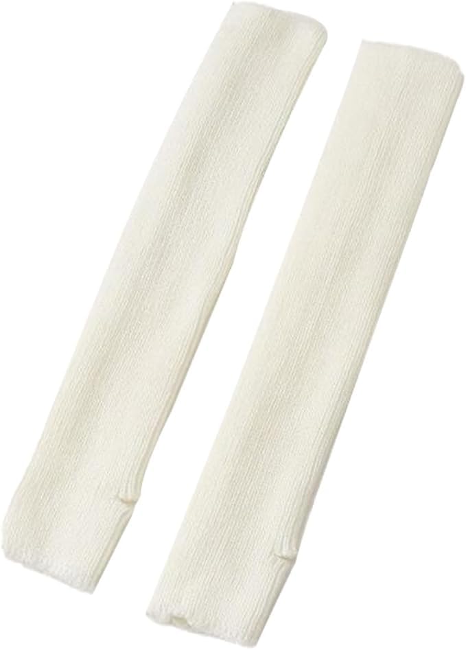 YUANQIAN Women Winter Extra Soft Long Legwarmer Warmer Knitted Stirrup Leg Warmers for Yoga Ballet Dance (Ivory white&Ivory white inhole)2
