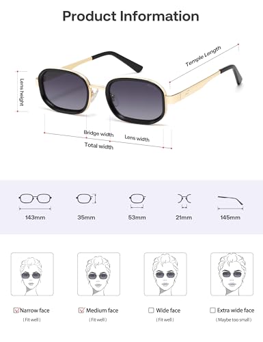 Image of SOJOS Trendy Rectangle Polarized Sunglasses for Women Men,Retro Square Shades Chic Sun Glasses SJ1291
