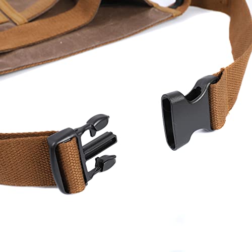 Heavy Duty 16Oz Waxed Canvas Tool Pouch, 5 Pockets Tool Waist Bag/Work Aprons, Adjustable Belt Elastic Band (Grey) #TOP2