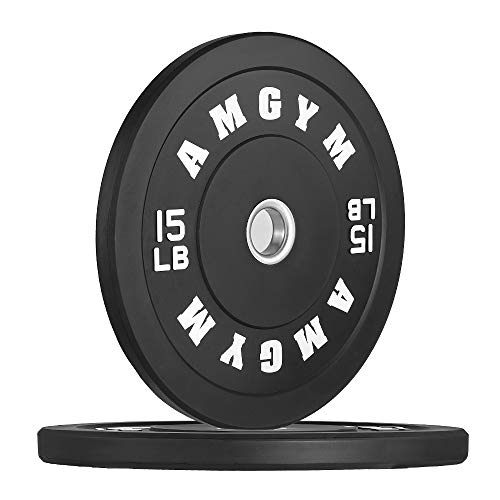 AMGYM LB Bumper Plates Olympic Weight Plates, Bumper Weight Plates, Steel Insert, Strength Training