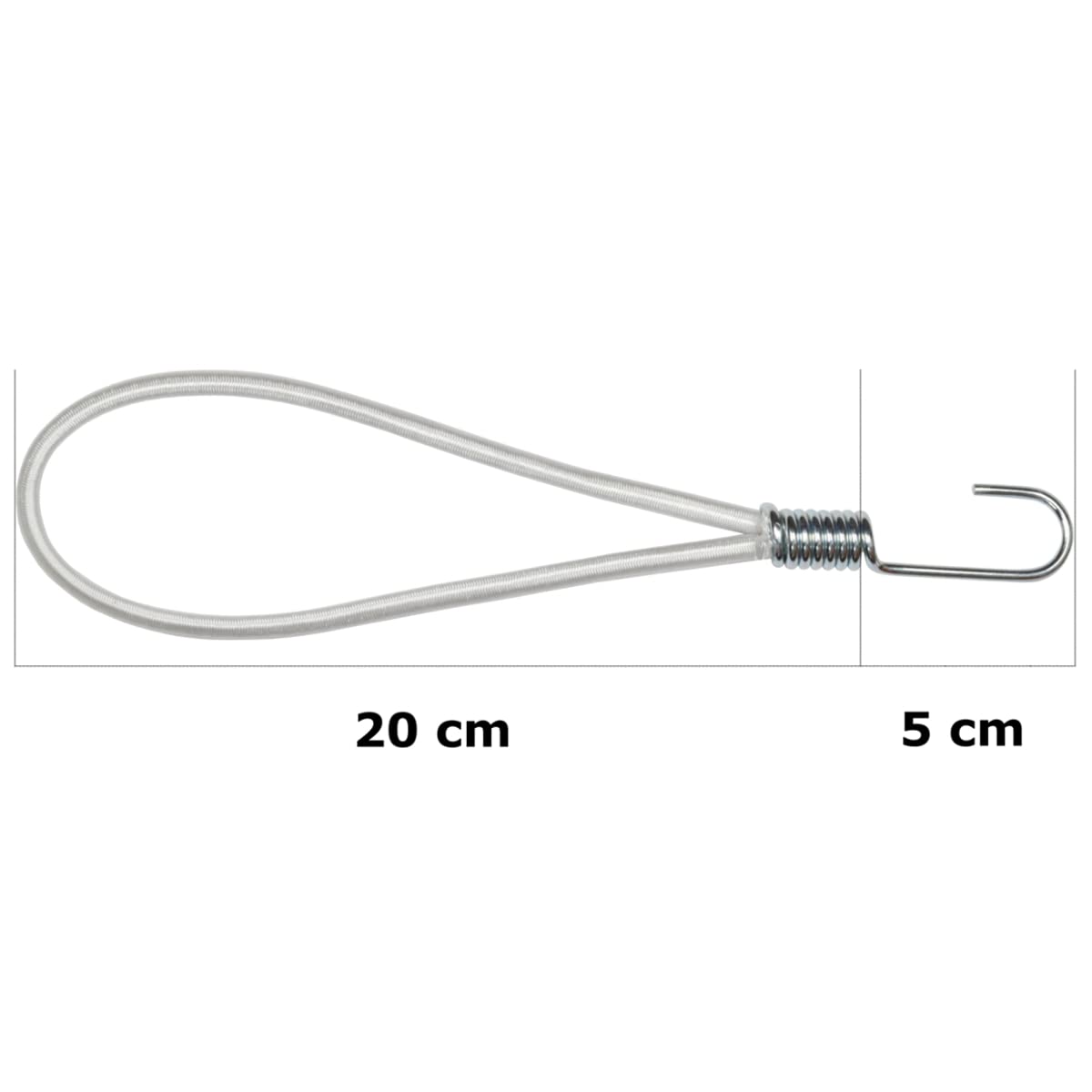 Corderie Italiane 002030362 Tenditore elastico ad anello in alta tenacità con gancio in ferro a cestello 6 mm - 20 cm, 100 pezzi