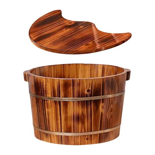 Kokiya Wood Footbath Basin High Foot Tub Washing Bath Portable Foot Soak Tub Foot Washing Barrel for Sauna Home Use Bedroom Travel, M