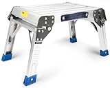 MaxWorks Folding Aluminum Work Platform and Step Stool 350 lb Capacity Lightweight Portable Step with Carry Handle for Garage Home and Jobsite Use (80773)
