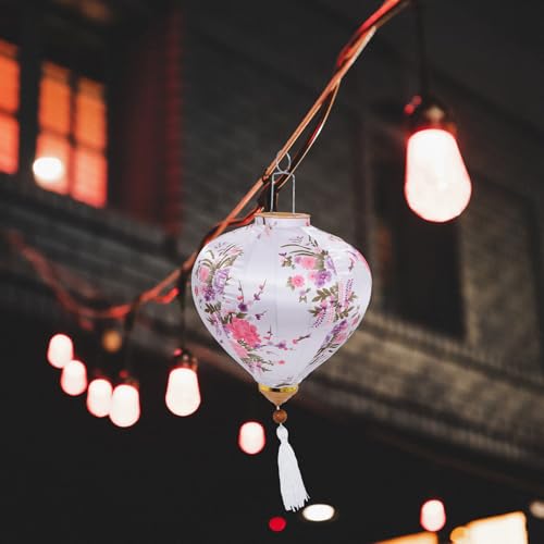 Lanterne décorative asiatique extérieure blanche compacte pour jardin