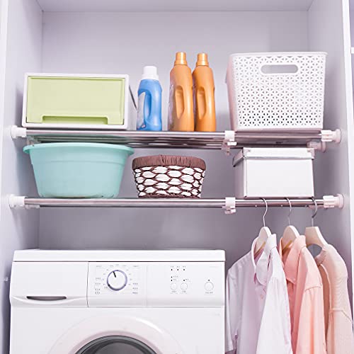 Hershii Expandable Closet Tension Shelf Rod Adjustable Storage Rack Heavy Duty Diy Organizer Divider For Wardrobe Cupboard Kitchen Bathroom #TOP1