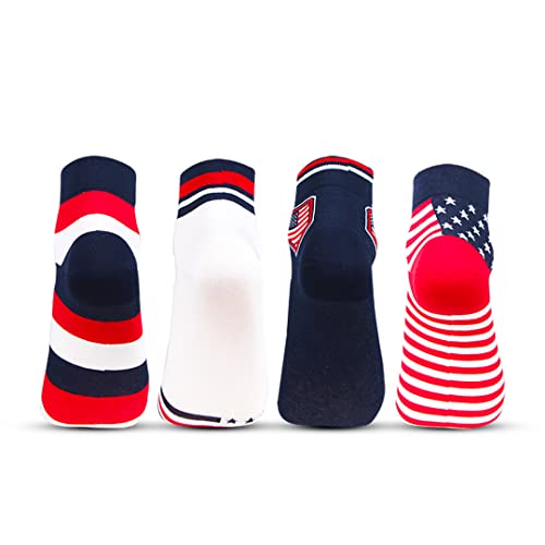 Bonjour Men's Cotton Designer Ankle Socks Pack of 4, Modern, Multicolour