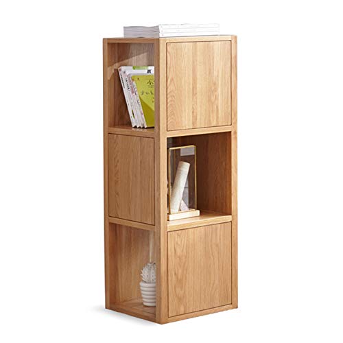 Estantería de esquina de madera de diseño moderno con tres niveles para oficina y hogar