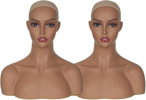 Busto de cabeza de maniquí con hombros para herramienta de visualización de pelucas, 2 piezas