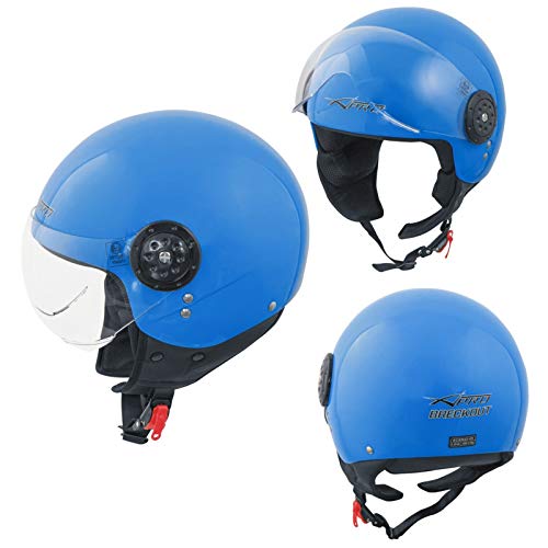 Scooter Casque Moto Ville Jet Demi Anti Scratch Avio Visiere Bleu XS