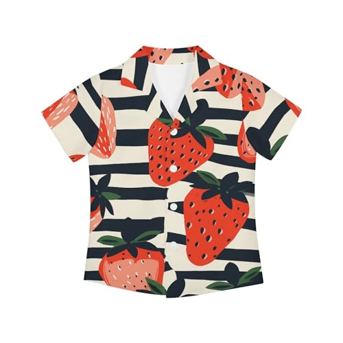 Boys Summer Relaxed Fit Hawaiian Shirt Tropical Beach Short Sleeve Button Down Shirt for Kids Summer Vacation