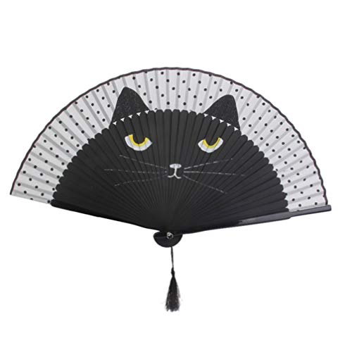 Sewacc Folding Fan Hand Fan Chinese Style Fan Cartoon Cat Lace Fan Decorative Folding Fans Vintage Handheld Fan For Party Wedding Dancing Decoration #TOP12