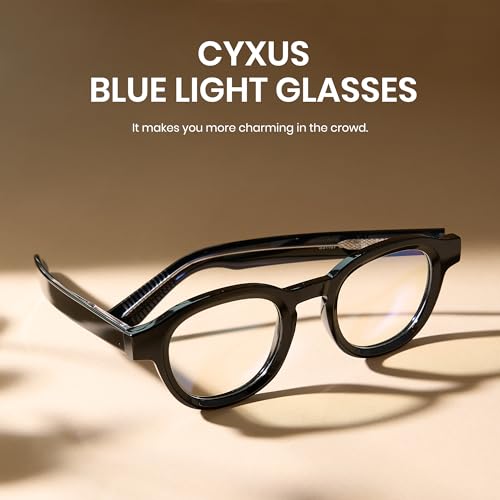 Image of Cyxus Blue Light Glasses Fashion Round Computer Blue Ray Blocking Glasses Tr90 Frame Anti Glare Strain For Men Women 8553