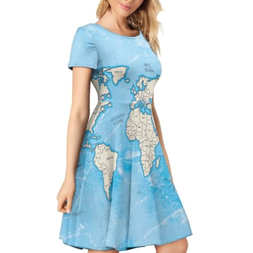 Image of Biyejit Women's Summer Casual Short Sleeve T-Shirt Swing Dress Crew Neck Plus Size S-4XL