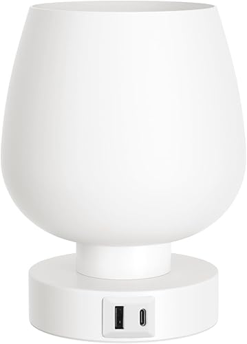 Miniatura 9 de Lámpara de mesa táctil para mesita de noche, lámpara de noche con puertos de carga USB C+A para dormitorio, sala de estar, mesita de noche, lámpara