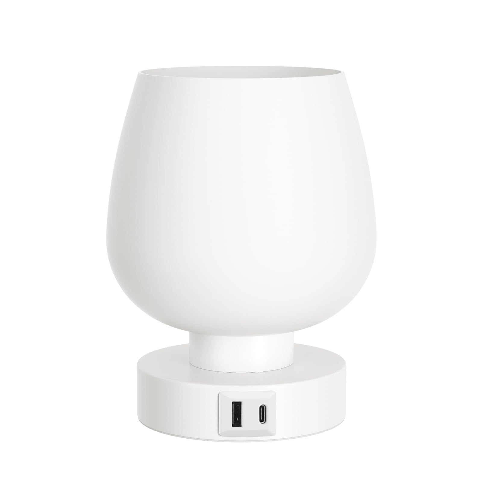 Touch Tischlampe für Nachttisch 2er Set - Nachttischlampe mit USB C+A Ladeanschlüssen für Schlafzimmer Wohnzimmer Nachttische, Schreibtischlampe mit weißem Glasschirm für kleine Räume, 3 Wege Dimmbar