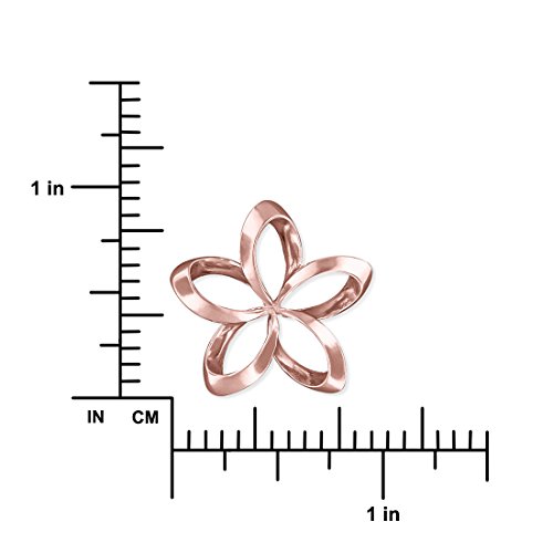 Sterling Silver with Rose Gold Tone Overlay 24mm Open Plumeria Pendant Necklace, 16+2" Extender - Image 4