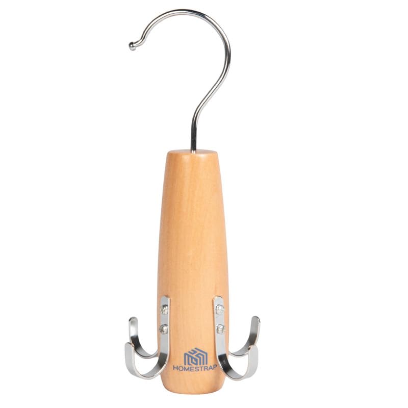 Homestrap Wooden 4 in 1 Hook Hanger for Tie, Belt, Scarfs with 360 Degree Rotatable Hook Closet Hanging Organizer | Set of 1 | Clothing & Wardrobe Space-Saving Hanger-image-13