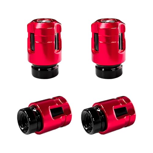 ZNDAW 4PCS Tire Valve Stem Caps, Aluminum Alloy Car Wheel Valve Covers Leak-Proof Tyre Air Caps, Unique Shape Stem Covers Personalized Decoration for Most Trucks SUVs Motorcycles (Red)