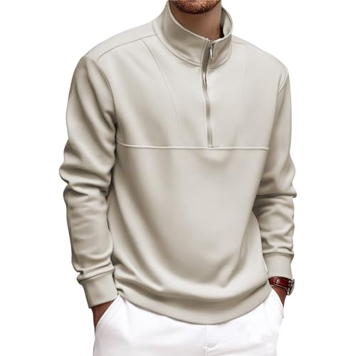 Generisch Camiseta de manga larga para hombre, con media cremallera, 1/4, ligera, transpirable, para gimnasio, jogging, camiseta de entrenamiento con cuello alto, manga larga, camiseta funcional