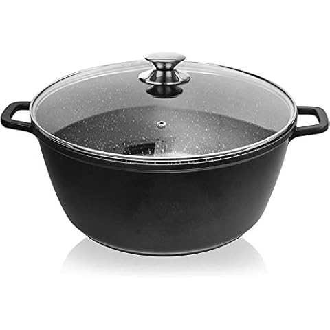 ORION Aluguss Kochtopf Topf mit Glasdeckel GRANIT 32 cm | 9,7 l Gas Induktion Cover