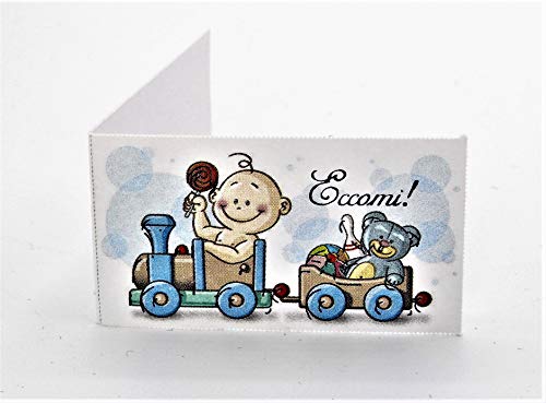 Cartes pour bonbonnières baptême garçon personnalisées pour dragées nettes
