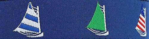 COUNTRY CLUB PREP Sailor's Delight Cat Boat Leather Tab Belt in Blue on Natural Canvas3