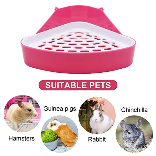 Image of Litewoo Rabbit Litter Box Toilet Bunny Corner Potty for Guinea Pigs, Pink