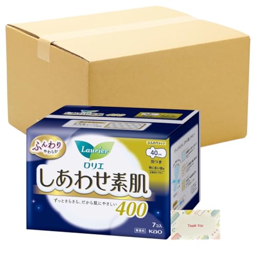 花王 ロリエ エフ しあわせ素肌 特に多い夜用 羽つき 40cm 7コ入 8個セット 吸収 シート 通気性 + Kunutonnおまけ付