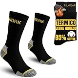 PSL WEAR 6 Pares | Calcetines Trabajo Térmicos y Gruesos Hombre | Work Socks con 95% Algodón Rizo Técnico y Acolchado en Todo el Calcetín, con Talón y Puntera Reforzados para Obra, Taller y Almacén