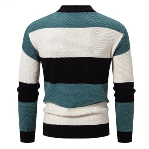 Men Winter Patchwork Knit Sweater Mock Neck Pullover Casual Knitted Jumper3
