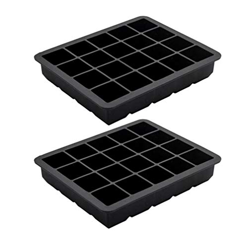 PIXNOR 2 bandejas de cubo de gelo de silicone, 20 cavidades, formas quadradas, formas de chocolate e