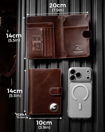 LORZOR Full Grain Leather Passport Wallet