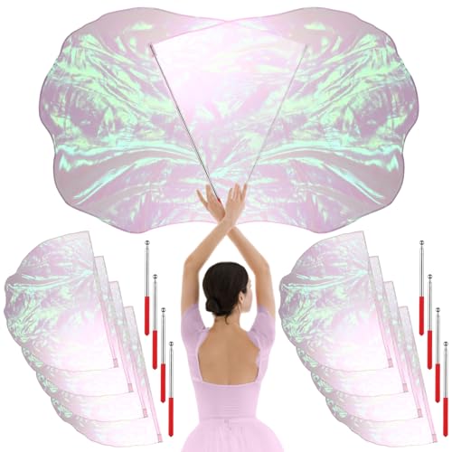 HunnmingRe 8 Set Worship Dance Flags, Iridescent White