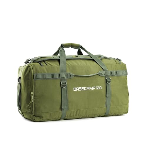 Image of Tripole Basecamp Duffel Bag for Long Travel and Hiking | Defense Grade | Water Repellent (Olive Green, 100 litres)