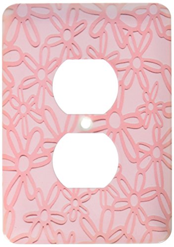 Cache de prise de courant motif fleur rose déco murale chambre