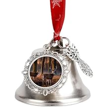 Christmas Bells Jingling Bell Christmas Nature Wild Animal Deers Printed Decor for New Year Holiday Party Decoration
