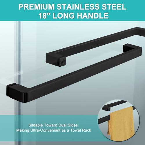 MoSweet Milano Framed Shower Door, 50-54 in.W x 74 in.H Double Sliding Shower Door 5/16"(8mm) Clear Tempered Glass, 18 inch Pull Handle, Stainless Steel Hardware, Matte Black Finished