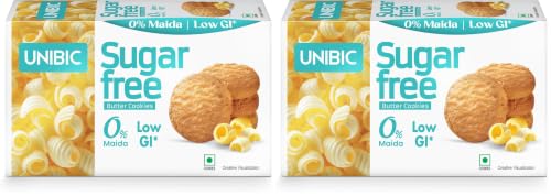 Image of Unibic Sugar Free Butter Cookies 202.5g I Low GI No Maida I Sugar-Free Snack I Healthy Cookies (weight may vary) Pack of 2