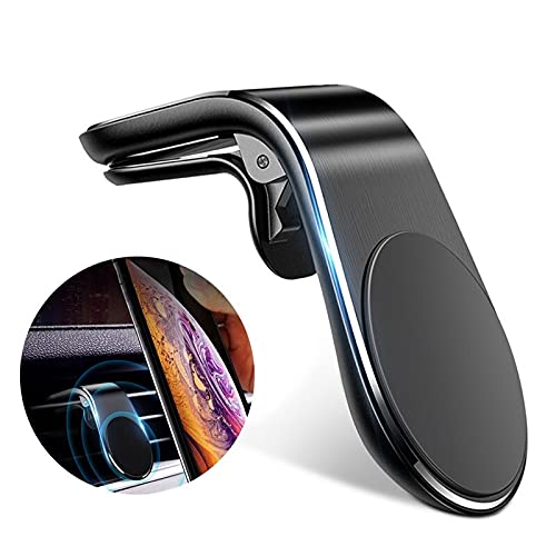 BKN® L-Shape Universal Metal AC Air Vent Magnetic Car Mount Phone Holder for Smartphones L Shape | Lightweight | Travel Stand for All Mobile Phones (Random)