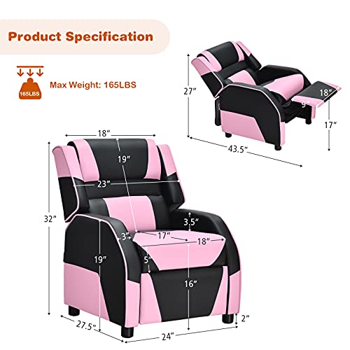 Arlime Kids Recliner, Pu Leather Kid Lounge Chair W/Footrest, Armrest, Headrest & Lumbar Support, Adjustable Gaming Toddler Sofa Armchair For Boys Girls (Pink) #TOP6