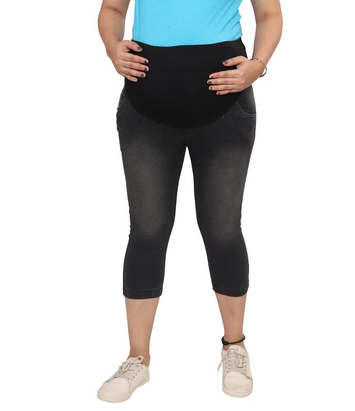 Mama & BebeMaternity Denim Capri Jean's 3/4 Length with Adjustable Rib Fabric