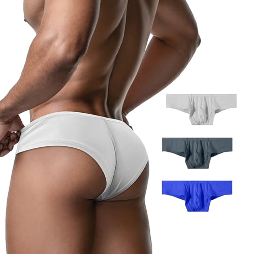Men's Briefs Underwear Low Rise Tagless Bikini Panties Breathable Convex Underpants 3Pack