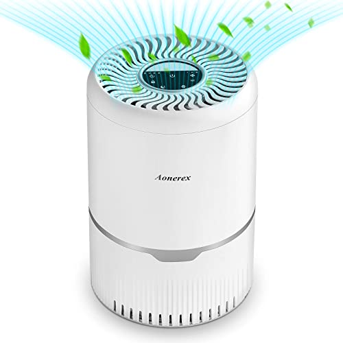 Aonerex Luftreiniger mit H13 HEPA und Aktivkohlefilter, Timer Schlafmodus, 3 Geschwindigkeiten, Nachtlicht, Lock Set, Luftfilter gegen Staub Gerüche Rauch Pollen für Schlafzimmer Büro Wohnzimmer Cover