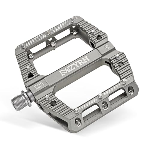 MZYRH MTB Pedals Mountain Bike Pedals with 3 Sealed Bearings, 9/16 Inch Bicycle Pedals, Non-Slip Lightweight Aluminium Alloy Bicycle Platform Pedals for Mountain Bike, Road Bike (Silver)