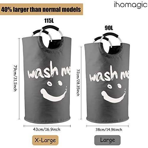 IHOMAGIC 115L Large Laundry Bin, Collapsible Laundry Hamper With Soft Handle, Oxford Fabric Storage Bag - Image 2