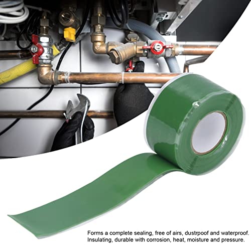 Image of Industrial Duct Tape, 3 Meter Waterproof Dust Proof Silicone Self Fusing Self Adhesive Good Sealing 710PSI Tensile Strength Patch Tape for Water Pipe Hose Repairing(Green)